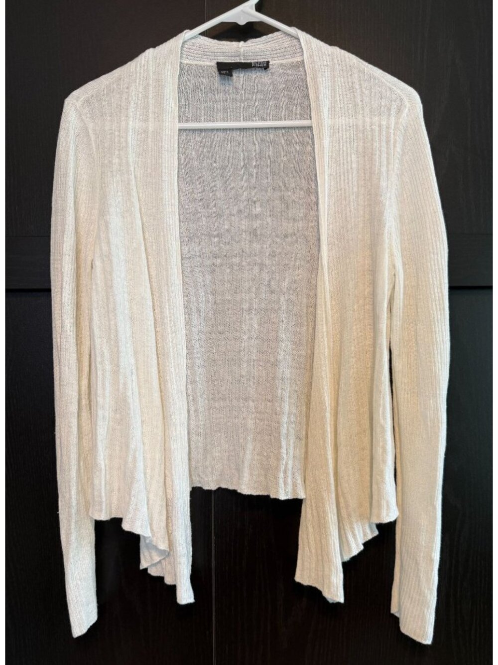 Eileen Fisher Women's Linen Knit Cardigan Sweater XS White Long Sleeves Modern